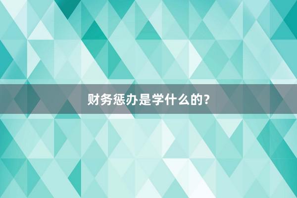财务惩办是学什么的？